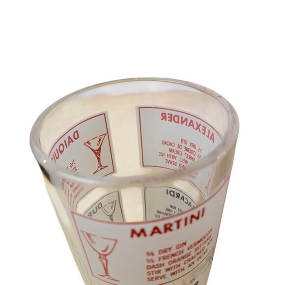 Vintage Glass Cocktail Shaker w/ Nine Drink Recipes Mid-Century Barware - Picture 6 of 8